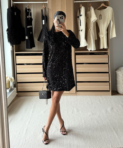 Pailletten Kleid Nessa Schwarz Ladypolitan ♡