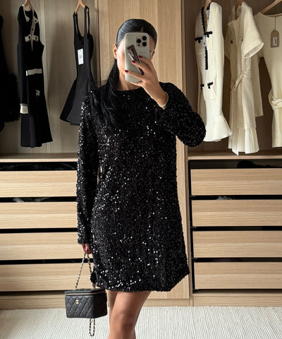 Pailletten Kleid Nessa Schwarz Ladypolitan ♡
