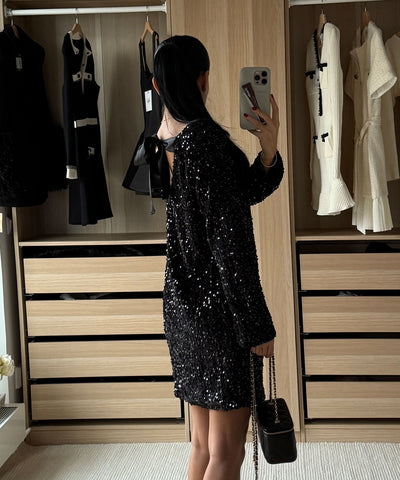 Pailletten Kleid Nessa Schwarz Ladypolitan ♡
