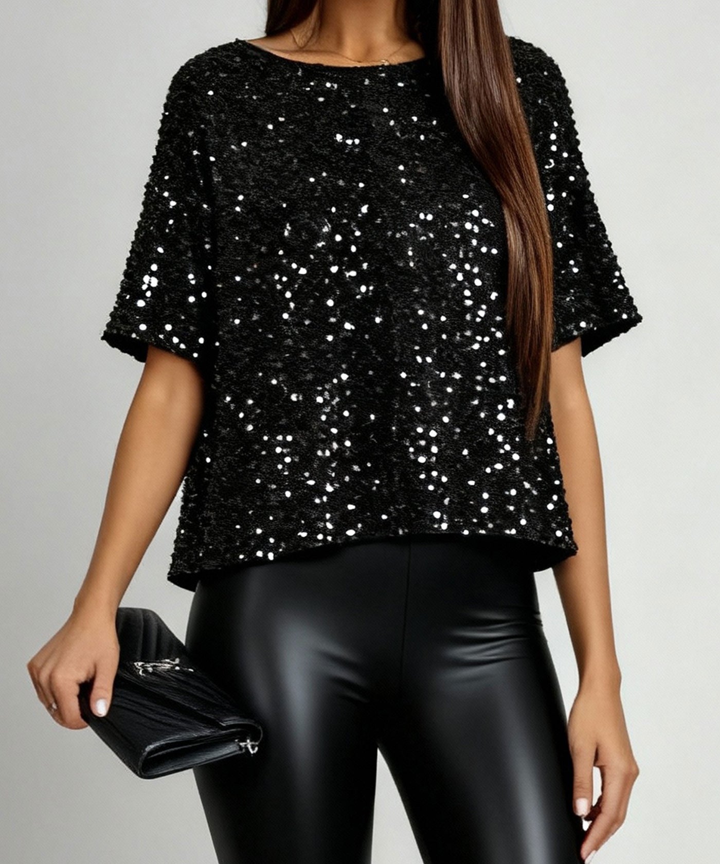 Pailletten T-Shirt Lilli Schwarz