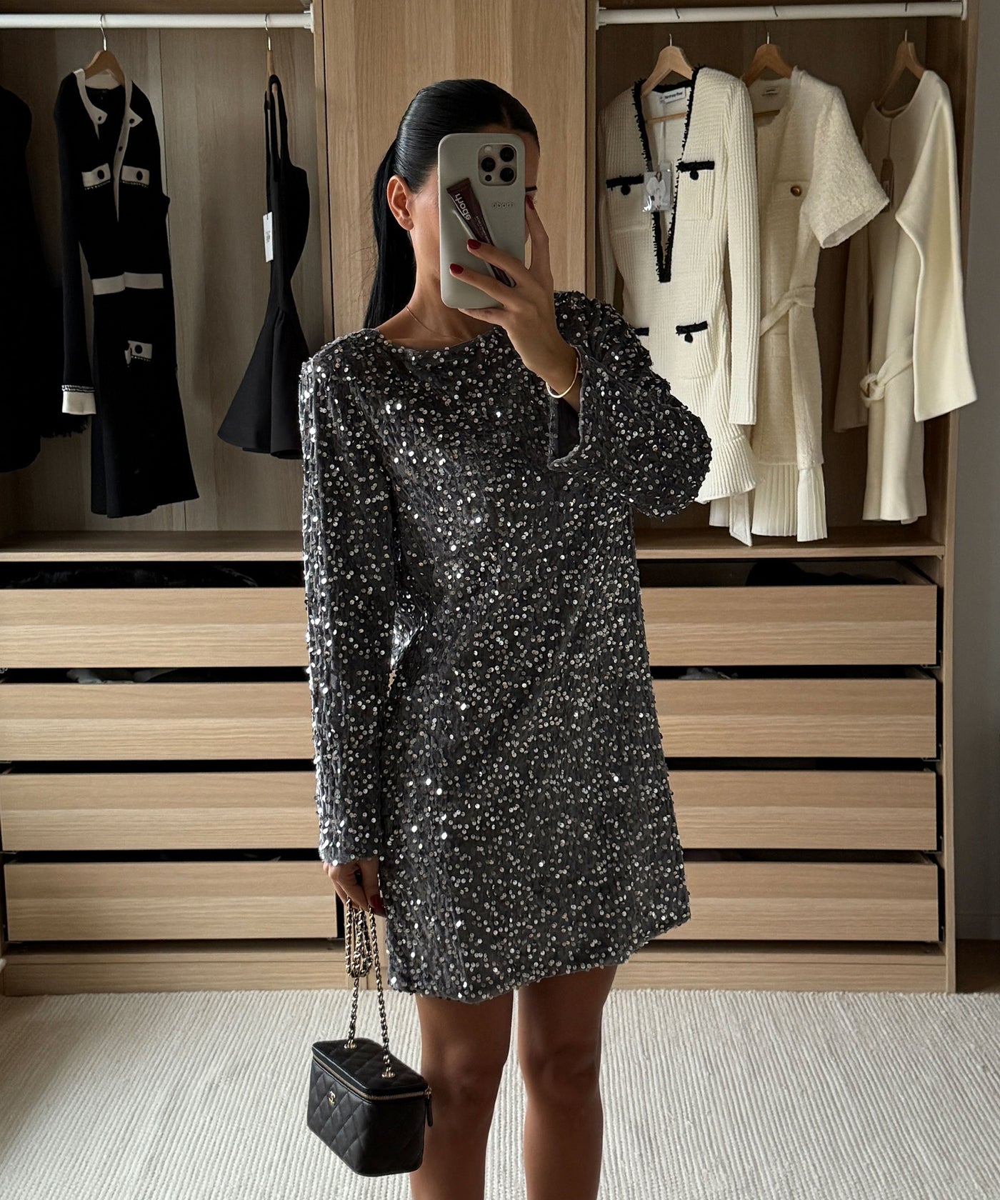 Pailletten Kleid Nessa Silber Ladypolitan ♡