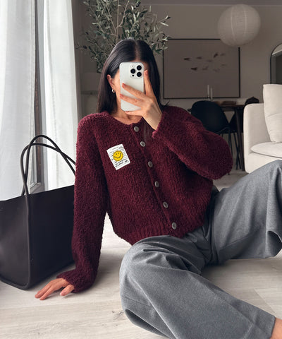 Boucle Cardigan Lalya Weinrot Ladypolitan ♡