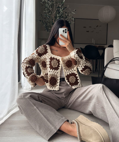 Häkel Cardigan Synea Beige