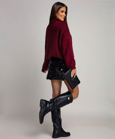 Rollkragen Pullover Tanny Weinrot