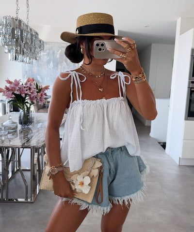 Musselin Top Leann Weiß Ladypolitan ♡