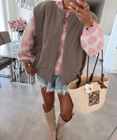 Baumwoll Weste Rira Taupe Ladypolitan ♡