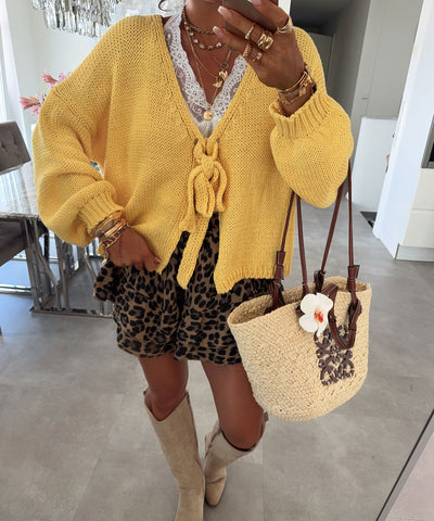 Strickjacke Cora Schleife Gelb Ladypolitan ♡