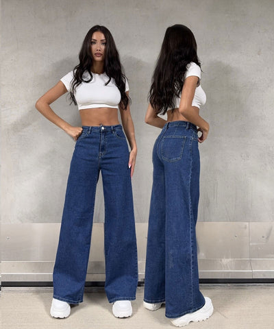 Stretch Wide Leg Jeans Sarah Blau Ladypolitan ♡