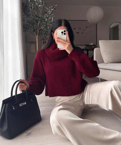 Rollkragen Pullover Yeni Weinrot Ladypolitan ♡