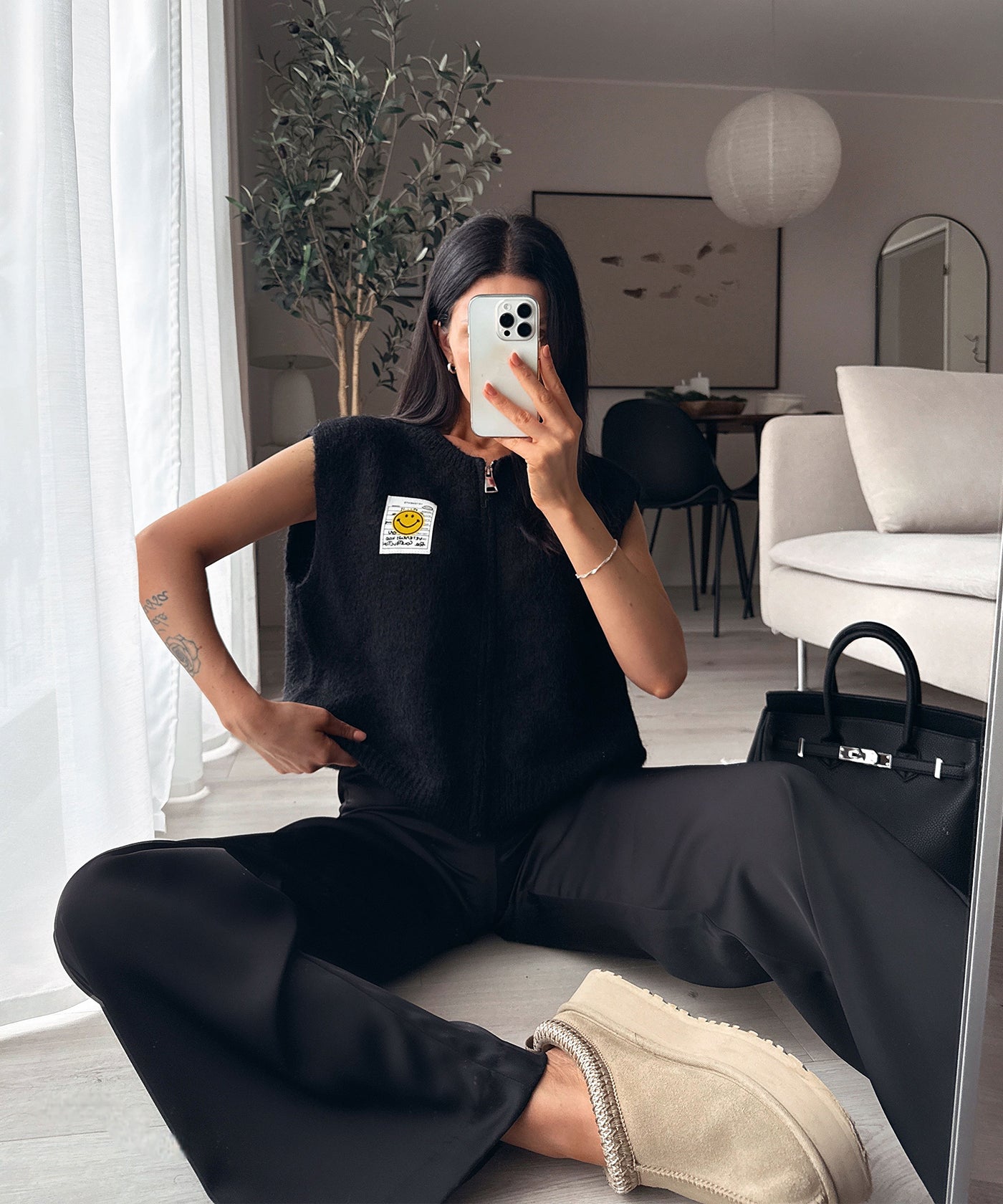 Zip Weste Smiley Naia Schwarz Ladypolitan ♡