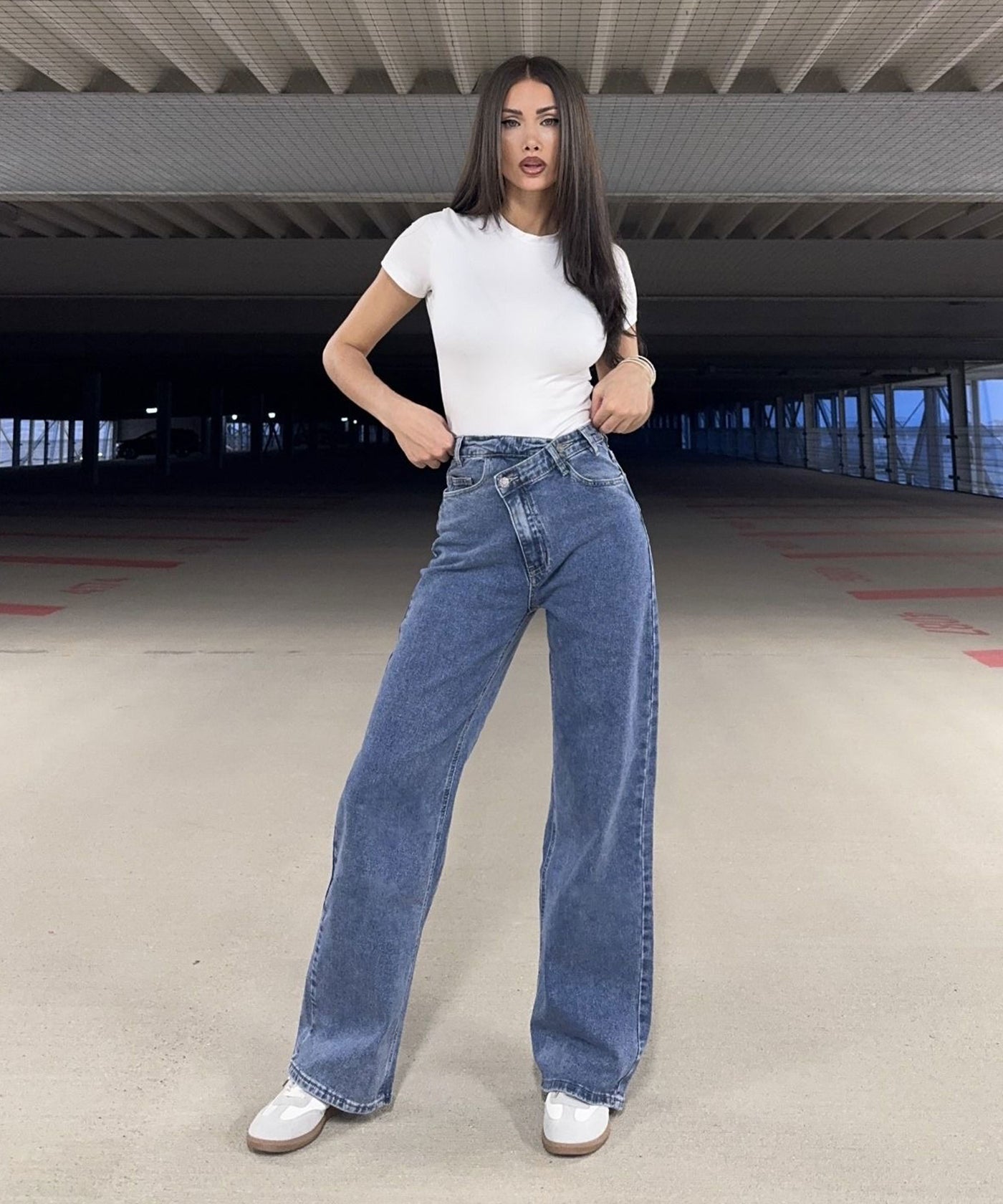 Stretch Straight Leg Jeans Galia Blau Ladypolitan ♡