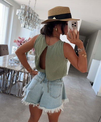 Musselin Top Sofie Khaki Ladypolitan ♡