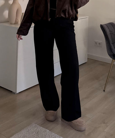 Wide Leg Stretch Jeans Zasu Dunkelbraun Ladypolitan ♡