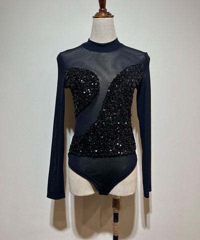 Mesh Body Pailleten Via Schwarz