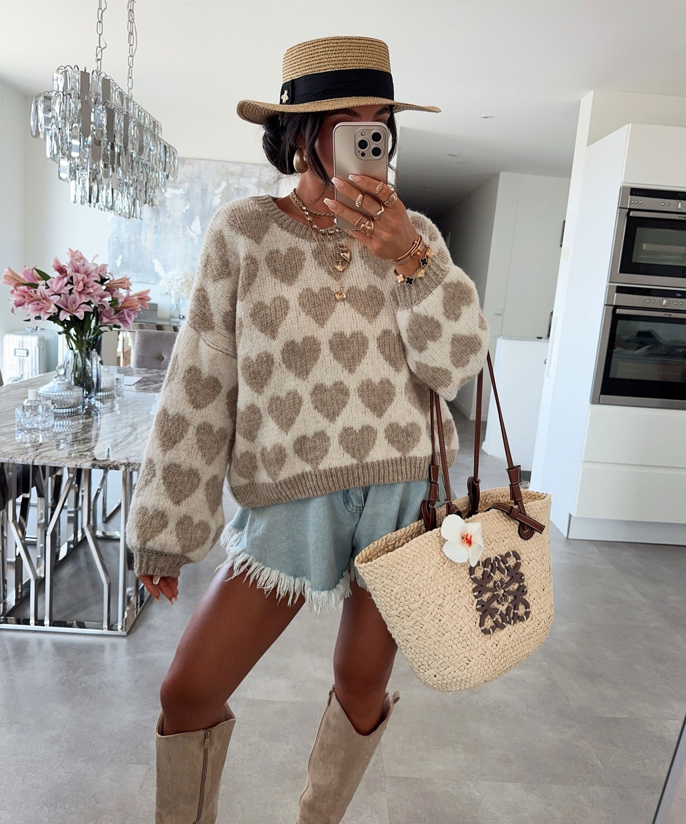 Pullover Mona Herzen Taupe Ladypolitan ♡