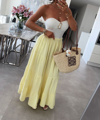 Maxi Musselin Rock Sira Gelb Ladypolitan ♡