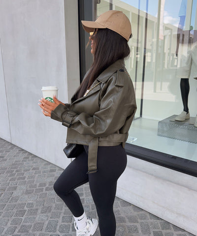 Lederjacke Farina Khaki Ladypolitan ♡