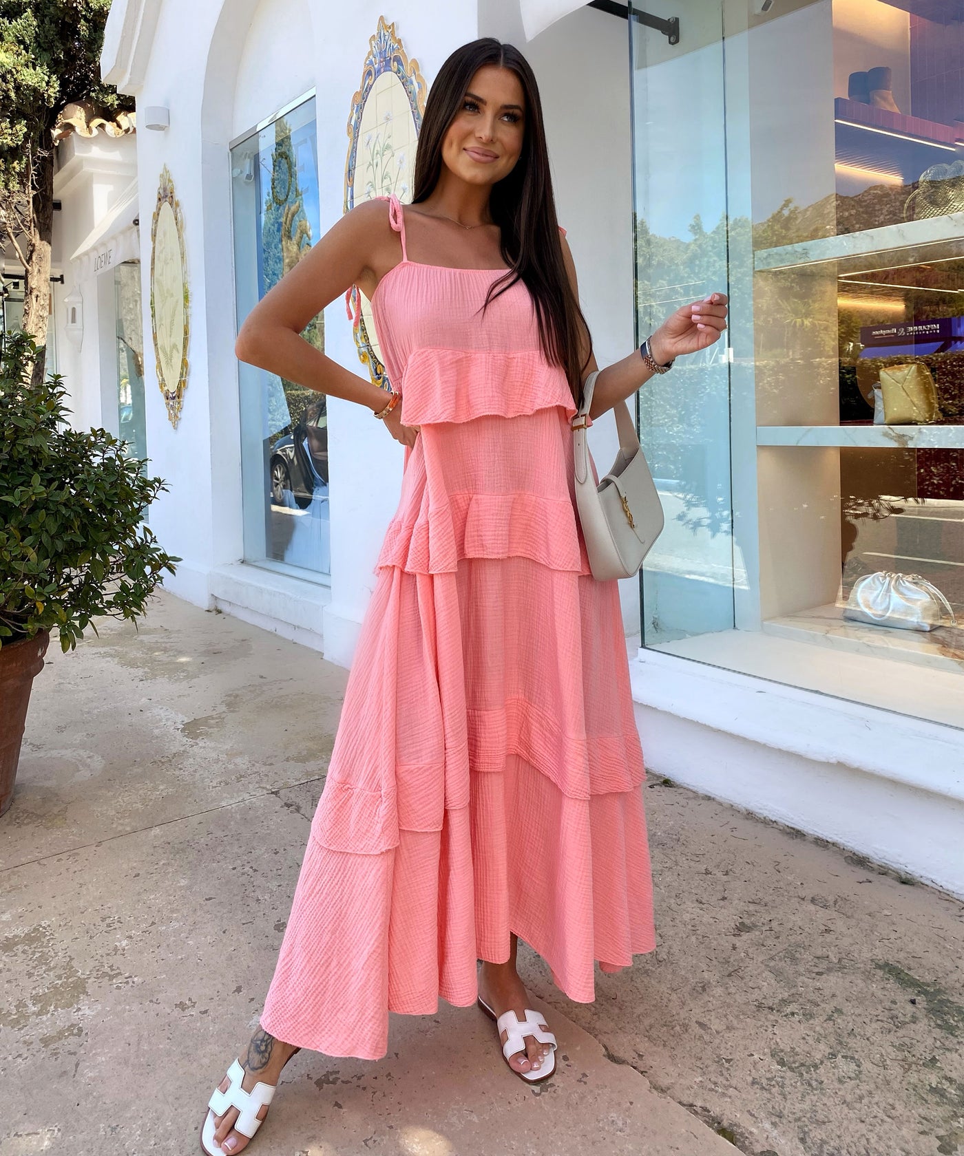 Musselin Maxi Kleid Aradi Peach Ladypolitan ♡