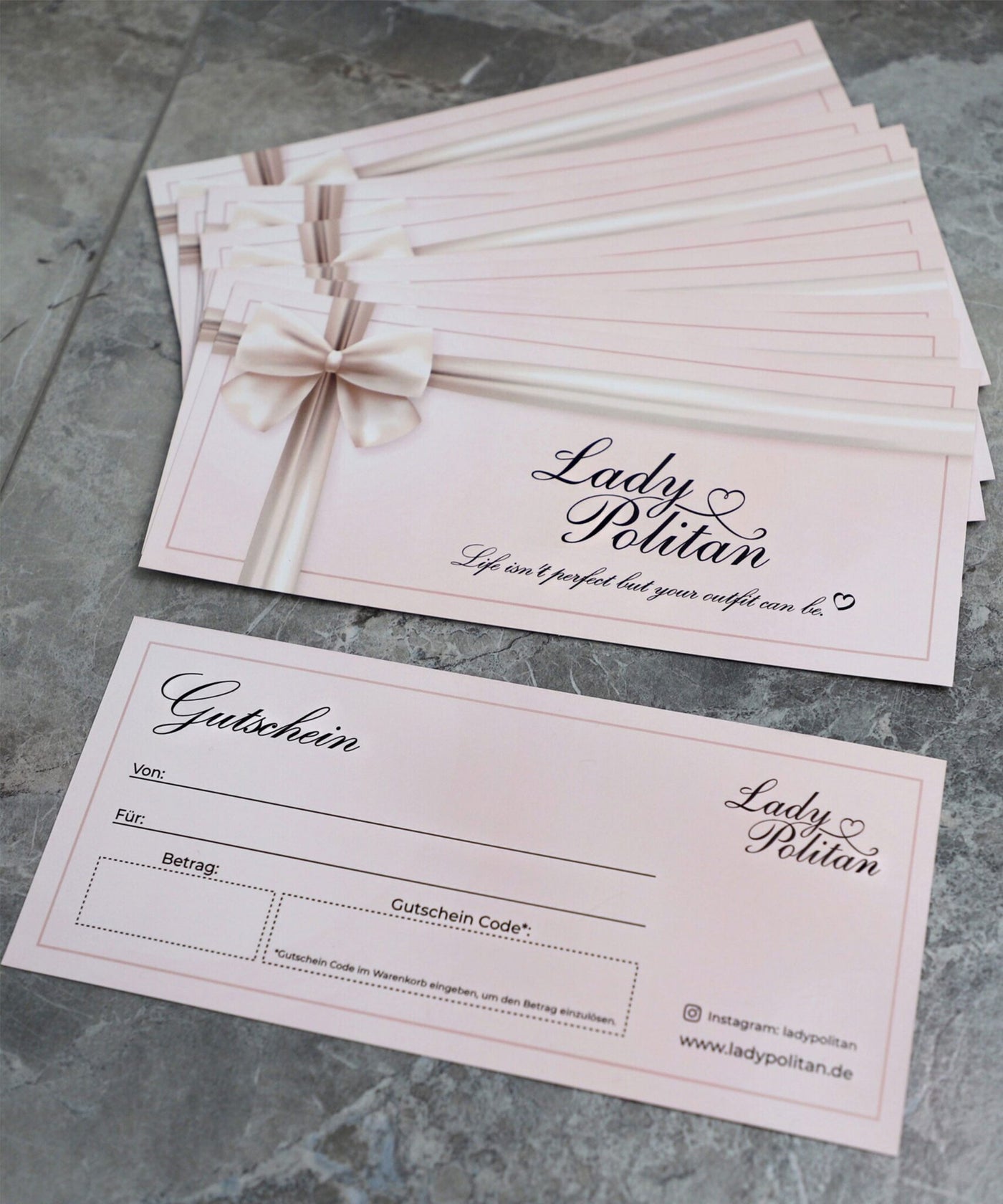 Gutschein Email 25€-500€ Geschenkgutscheine Ladypolitan - Fashion Onlineshop für Damen   