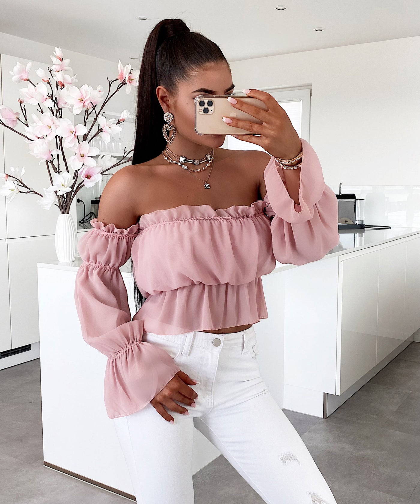 Bluse Crop Miley Rosa  Ladypolitan - Fashion Onlineshop für Damen   