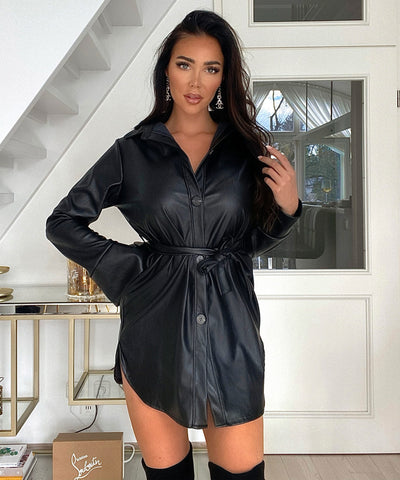 Leder Hemd/Kleid Lexa Schwarz  Ladypolitan - Fashion Onlineshop für Damen   