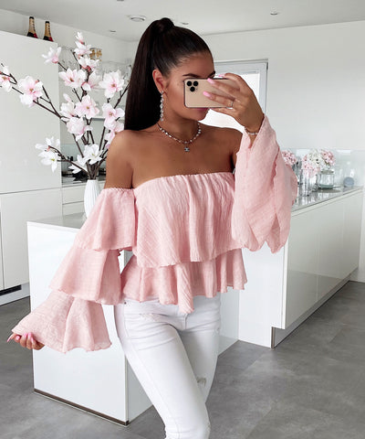 Bluse off shoulder rosa  Ladypolitan - Fashion Onlineshop für Damen   
