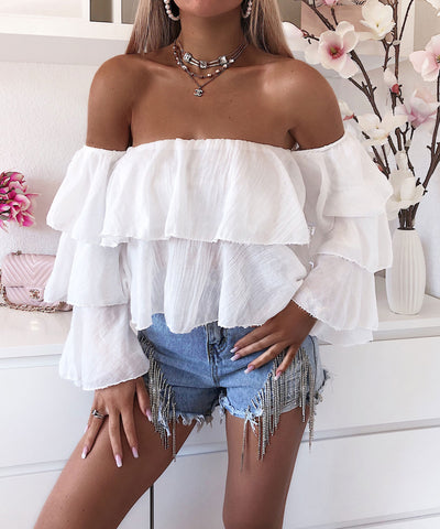 Bluse off shoulder weiß Ladypolitan - Fashion Onlineshop für Damen
