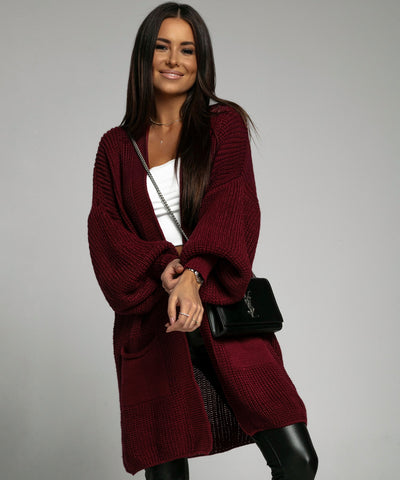 Cardigan Leilani Kurz Weinrot  Ladypolitan - Fashion Onlineshop für Damen   