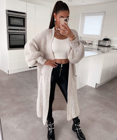 Cardigan Leilani lang Beige  Ladypolitan - Fashion Onlineshop für Damen   