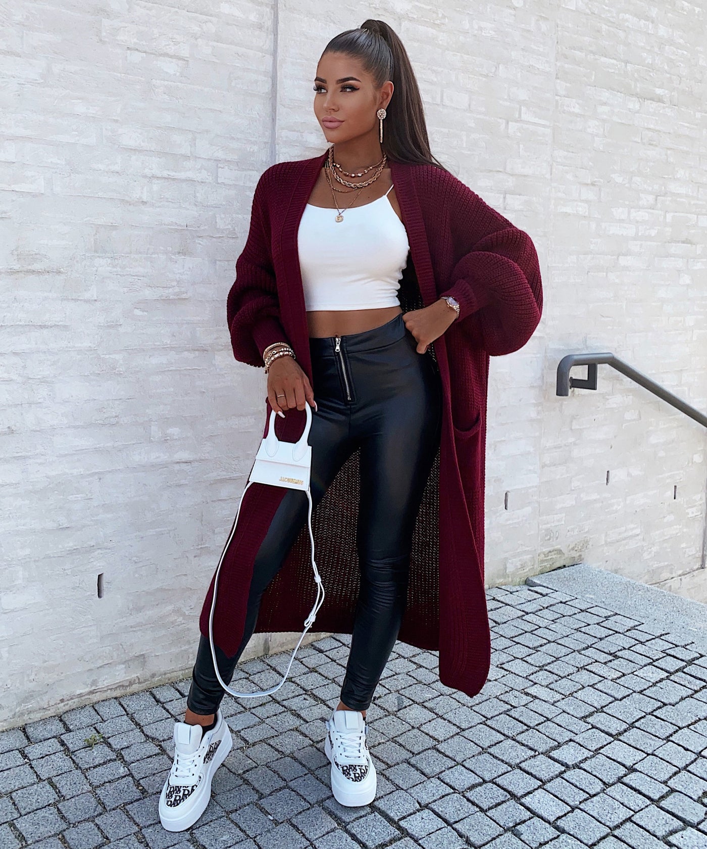 Cardigan Leilani lang Weinrot  Ladypolitan - Fashion Onlineshop für Damen   