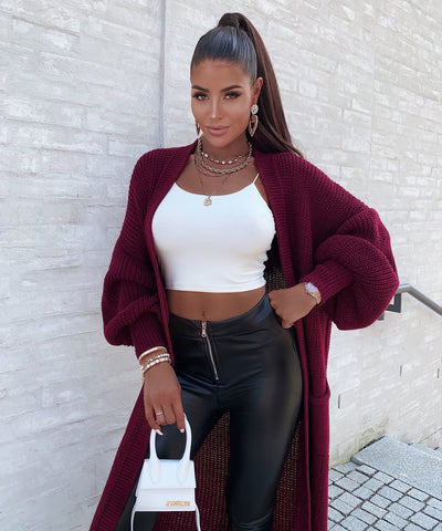 Cardigan Leilani lang Weinrot  Ladypolitan - Fashion Onlineshop für Damen   