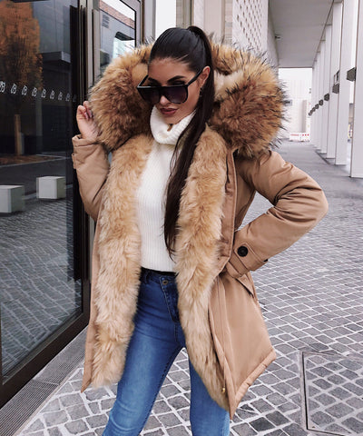 Kunstfell Jacke Beige  Ladypolitan - Fashion Onlineshop für Damen   