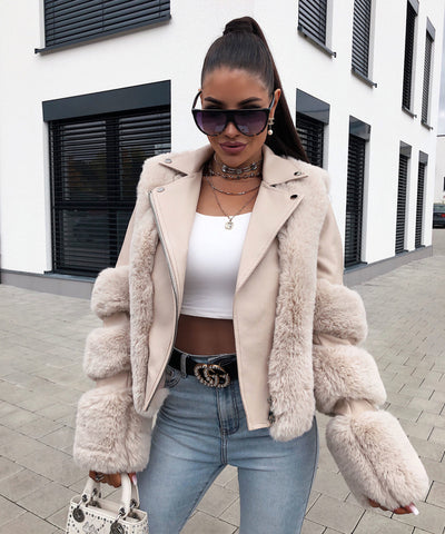 Kunstpelzjacke Diana Beige  Ladypolitan - Fashion Onlineshop für Damen   