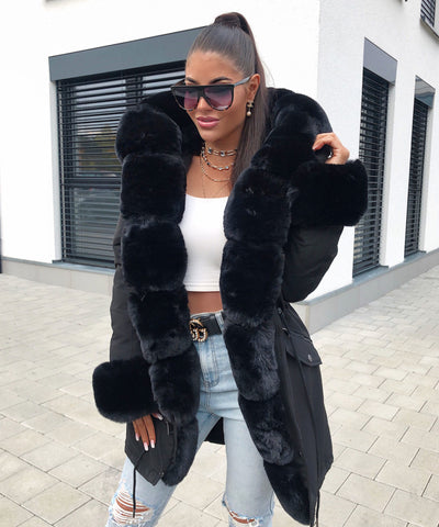 Kunstpelzjacke Glamour Schwarz  Ladypolitan - Fashion Onlineshop für Damen   