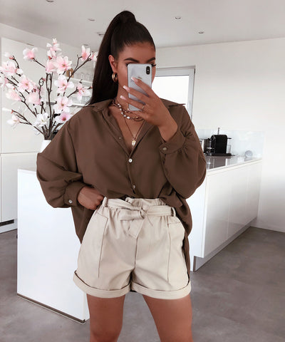 Leder Shorts Malaysia Beige  Ladypolitan - Fashion Onlineshop für Damen   