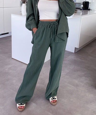 Musselin Hose Abril Khaki  Ladypolitan ♡   