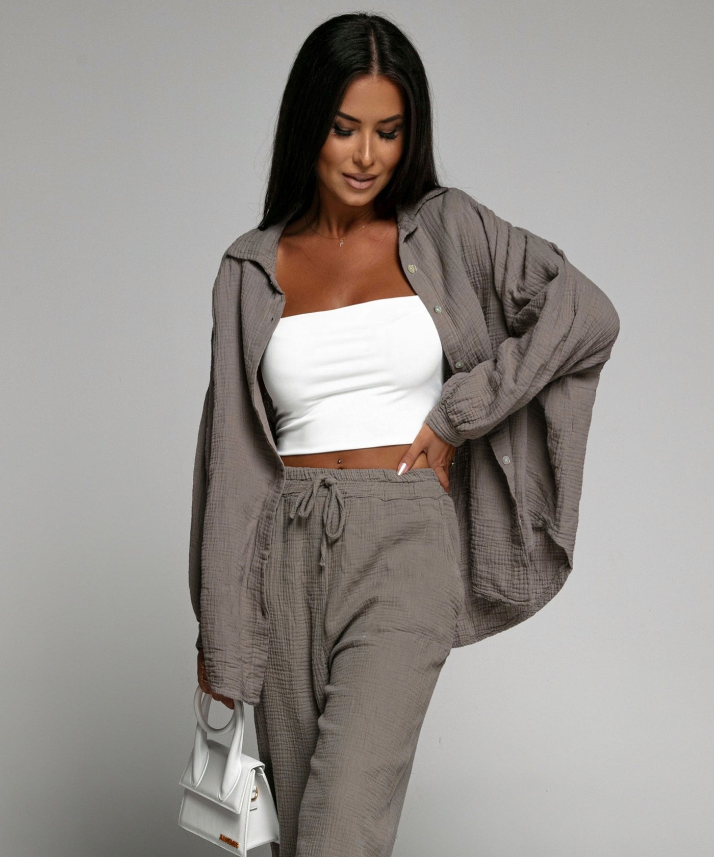 Musselin Hose Abril Taupe  Ladypolitan ♡   