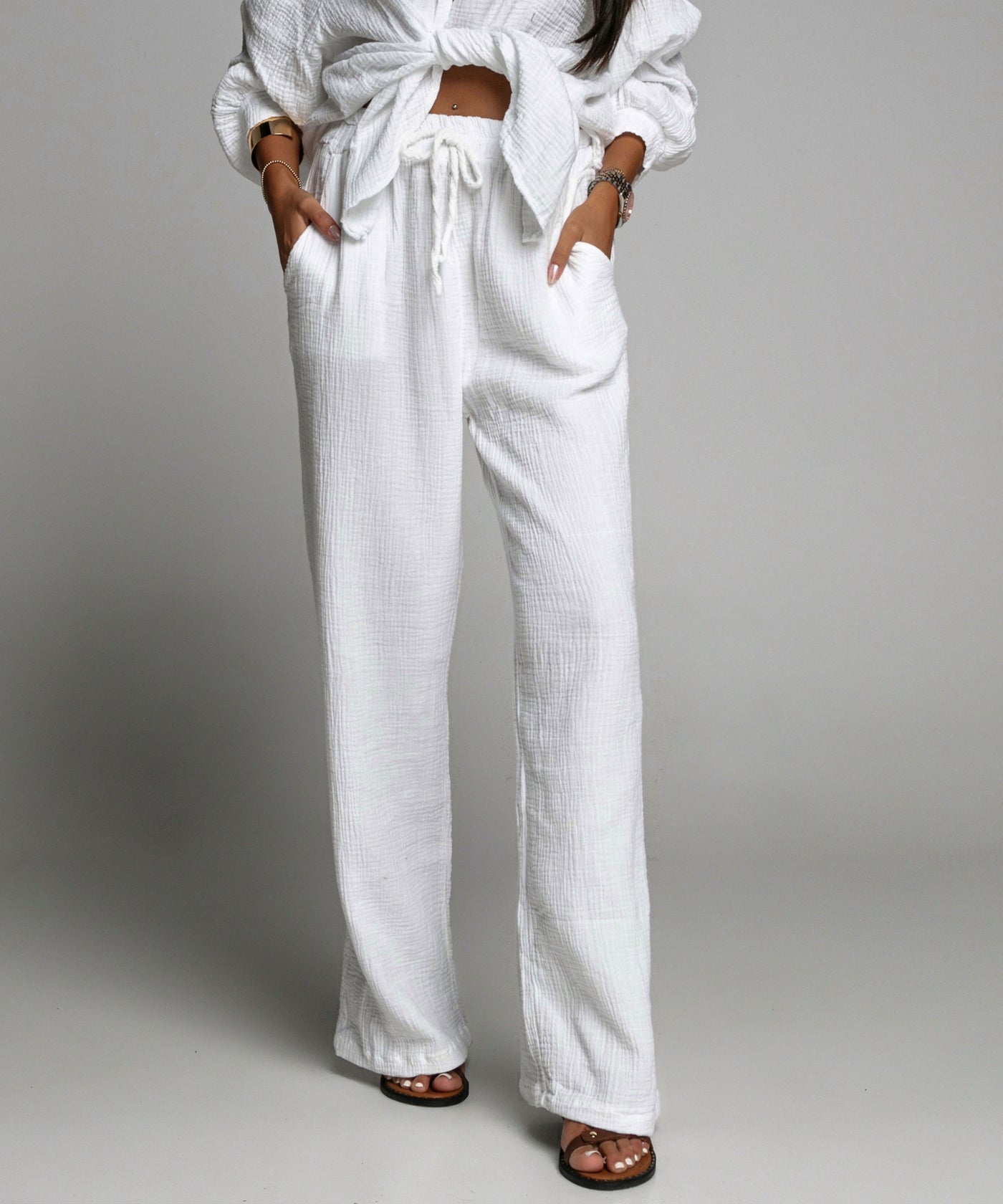 Musselin Hose Abril Weiß  Ladypolitan ♡   