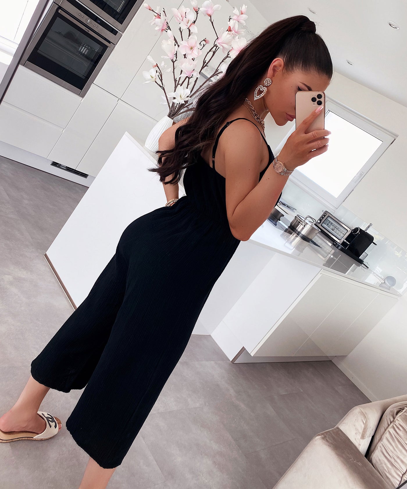 Musselin Jumpsuit Valeria Schwarz  Ladypolitan ♡   