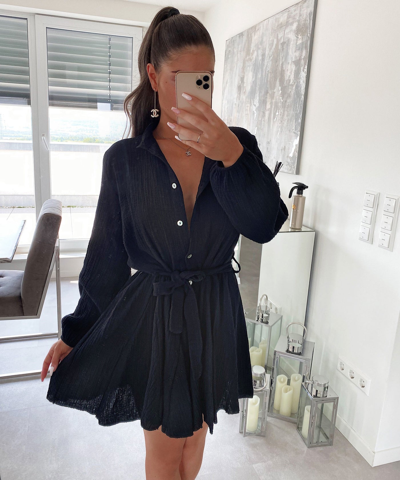 Musselin Kleid Daisy Schwarz  Ladypolitan - Fashion Onlineshop für Damen   