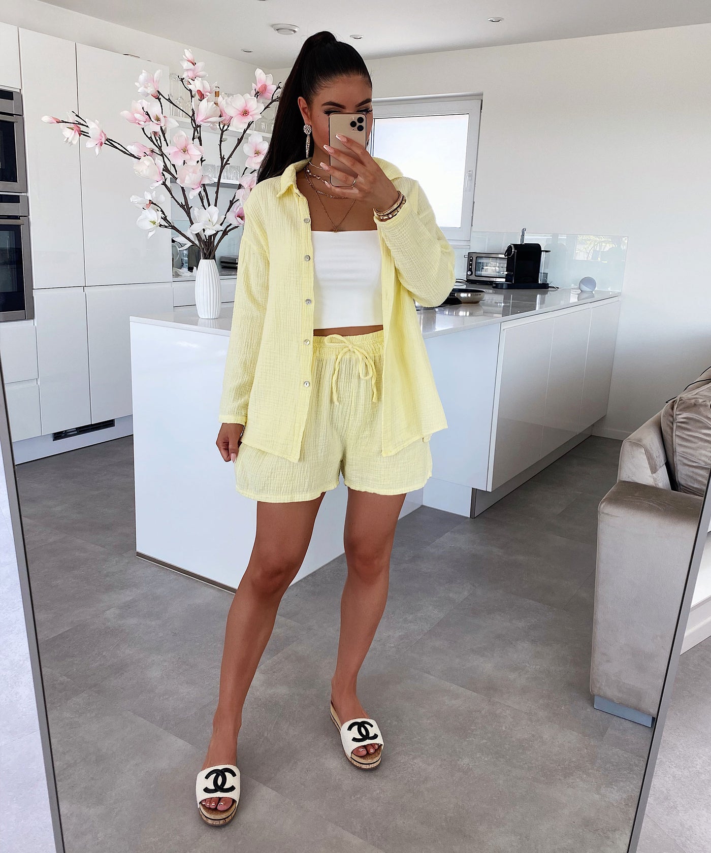 Musselin Shorts gelb Ladypolitan - Fashion Onlineshop für Damen