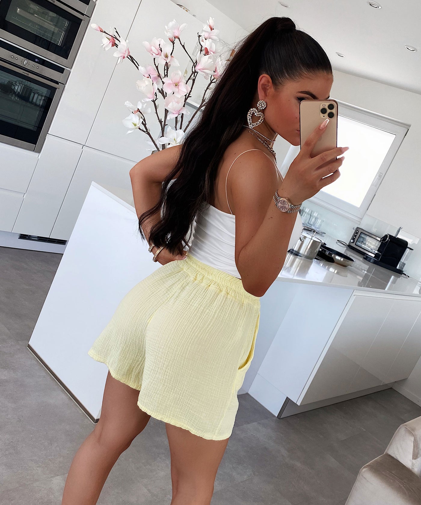 Musselin Shorts gelb Ladypolitan - Fashion Onlineshop für Damen