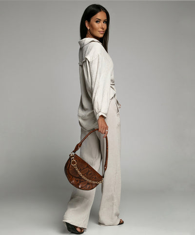 Oversize Musselin Bluse Freya Beige Kurz  Ladypolitan - Fashion Onlineshop für Damen   