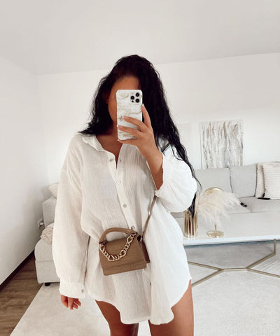 Oversize Musselin Bluse Freya Weiß Lang  Ladypolitan - Fashion Onlineshop für Damen   