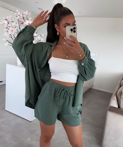 Oversize Musselin Set Alva Khaki  Ladypolitan ♡   