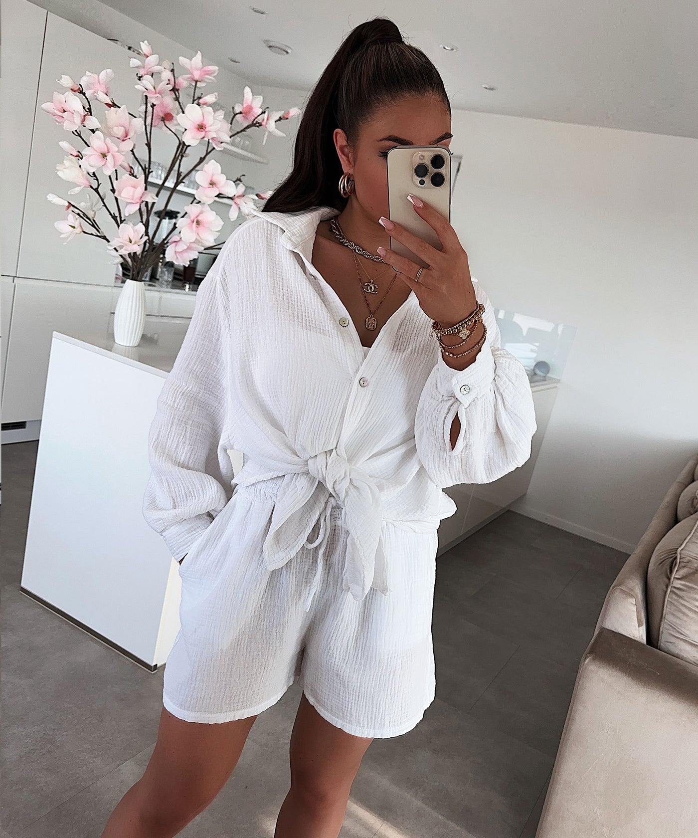 Oversize Musselin Set Alva Weiß  Ladypolitan ♡   
