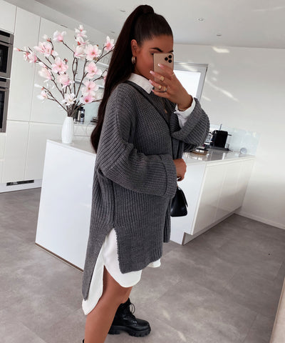 Oversize Pullover Elsa Dunkelgrau  Ladypolitan ♡   