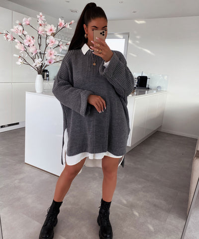 Oversize Pullover Elsa Dunkelgrau  Ladypolitan ♡   