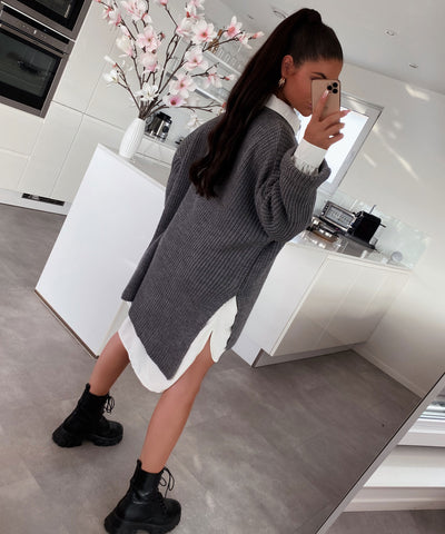 Oversize Pullover Elsa Dunkelgrau  Ladypolitan ♡   