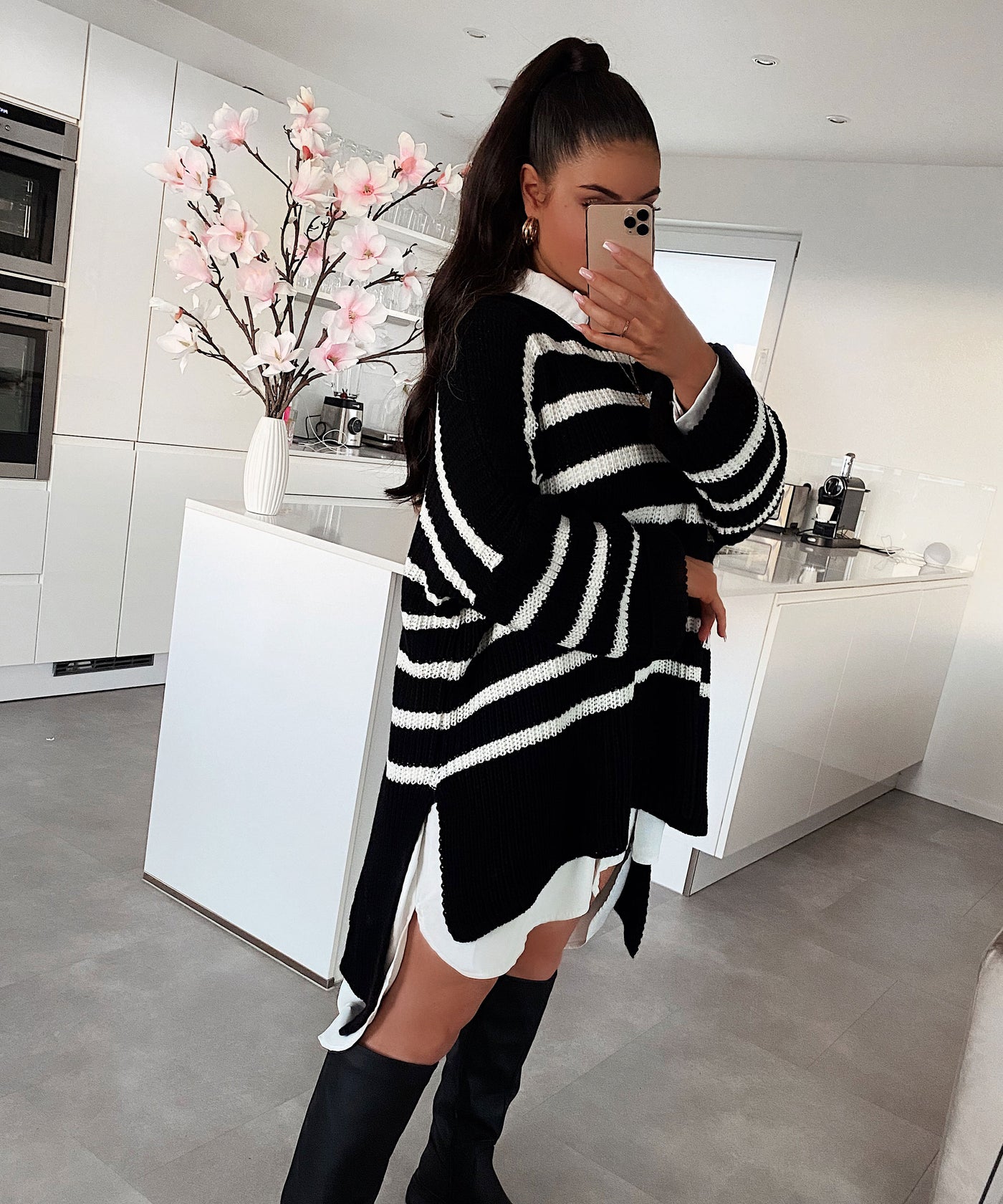 Oversize Pullover Elsa Streifen Schwarz  Ladypolitan ♡   